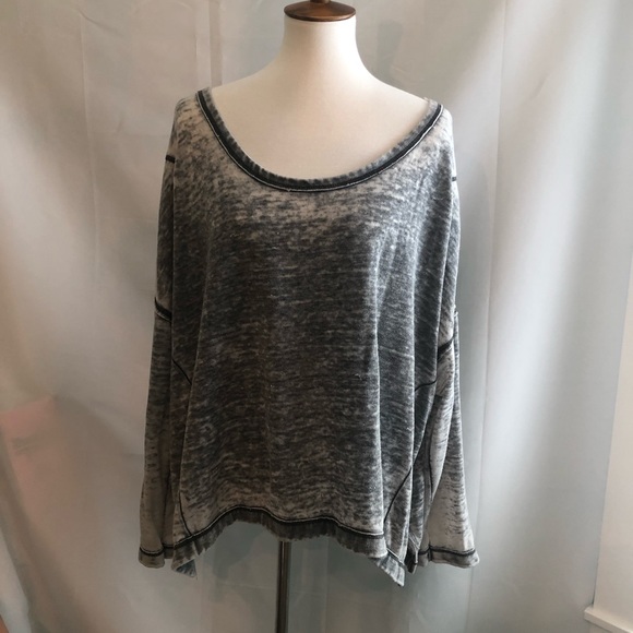 Free People Tops - Free People Grey and  White  oversized sweatshirt